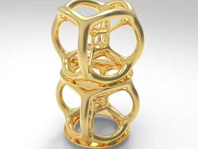 Golden Geometric Decorative Ornament Set With Hollow Out Stacked Structure Modern Style Shiny Metallic Design 3d model