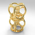 Golden Geometric Decorative Ornament Set With Hollow Out Stacked Structure Modern Style Shiny Metallic Design