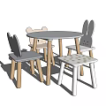Cute Kids Round Table Set with Animal Shaped Chairs and Polka Dot Stool
