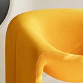 Yellow Leisure Chair in Modern Interior with Fireplace Floor Lamp Potted Plant and White Cat