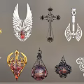 Exquisite Jewelry Pendants With Various Ornate Designs Including Wing Cross Butterfly Shapes And Red Gems