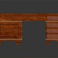 Traditional Red Wooden L Shaped Office Desk With Green Tabletop And Carved Drawer Details