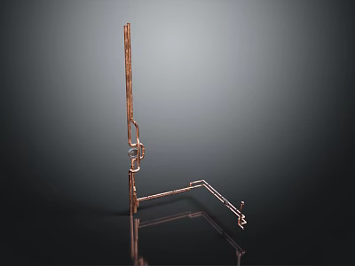 Industrial Equipment Copper Metal Structure With Vertical Horizontal Sections Shiny Surface Dark Background 3d model