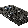 Modern Gas Stove Kitchen Appliance With Multiple Burners And Black Glass Top