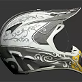 Stylish Off Road Motorcycle Helmet Featuring Gray White Yellow Patterns And Visor