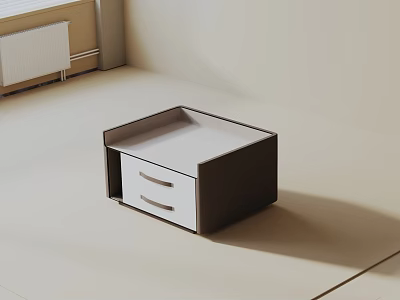 Modern Minimalist Side Table with Two Drawers and Metal Handles for Living Room 3d model