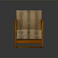 Comfortable Modern Dining Chair With Wooden Frame Square Armrests And Striped Upholstery