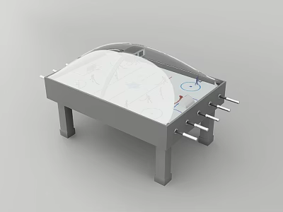 Air Hockey Entertainment Table With Transparent Cover And Tabletop Design Including Paddles And Pucks 3d model