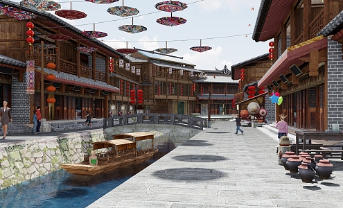 Chinese Commercial Street Rural Traditional Architecture 3d model