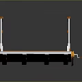 Temporary Pedestrian Bridge With Wooden Structure Orange Deck And White Railings