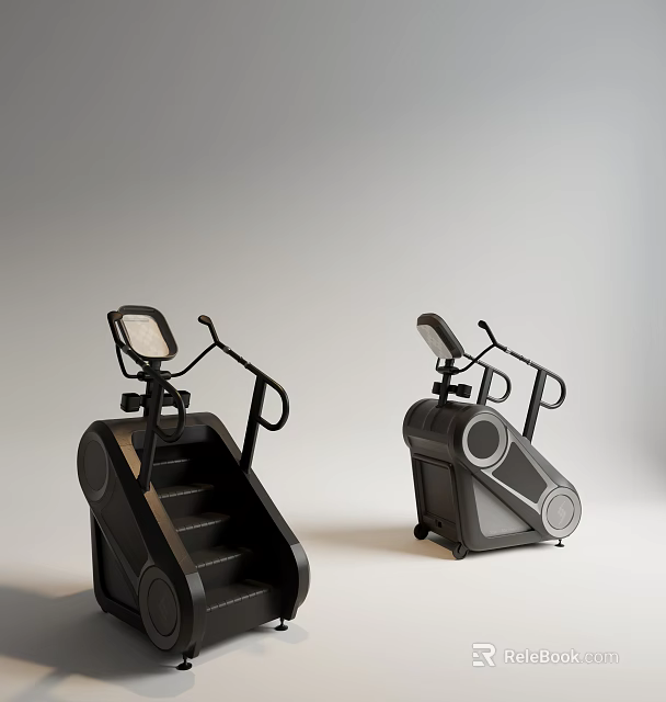Modern Black Stair Climber And Elliptical Trainer Fitness Exercise Equipment For Home Gym Workout 3d model 