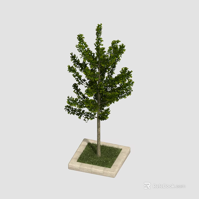 Arbor Planted In Square Stone Base With Fresh Green Grass Surrounding 3d model 