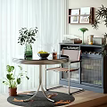 Middle Style Table and Chair Combination Ornaments Combination Decorative Cabinet Storage Cabinet 3d model