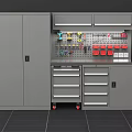 Public Facility Tool Storage Workbench With Pegboard Tools Drawers And Wheels 3d model