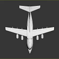 White Commercial Airplane With Four Engines Aerodynamic Design On Gray Background