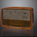 Vintage Red Wooden Radio Electronic Appliance With Knobs And Tuning Dial