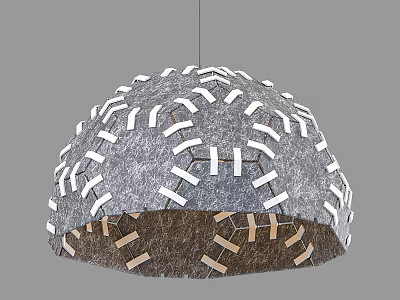 Modern Dome Shaped Gray Felt Chandelier With White Interlaced Strips Design 3d model