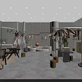 Modern Clothing Store Interior With Clothing Racks Mannequins And Decorative Plants