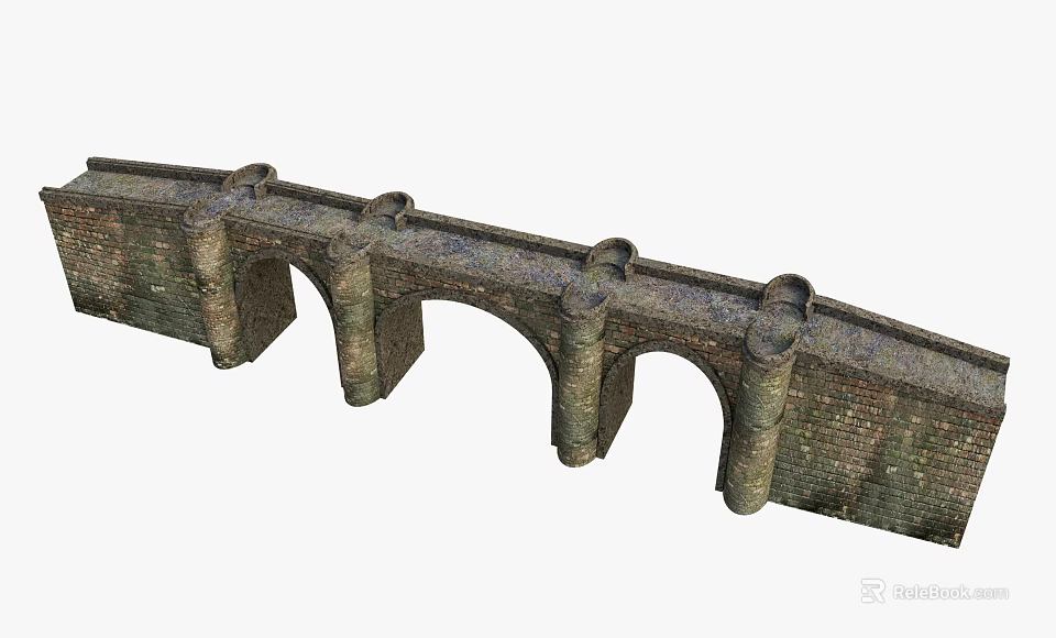 Historic Stone Arch Bridge With Multiple Arches And Brick Structure Design 3d model