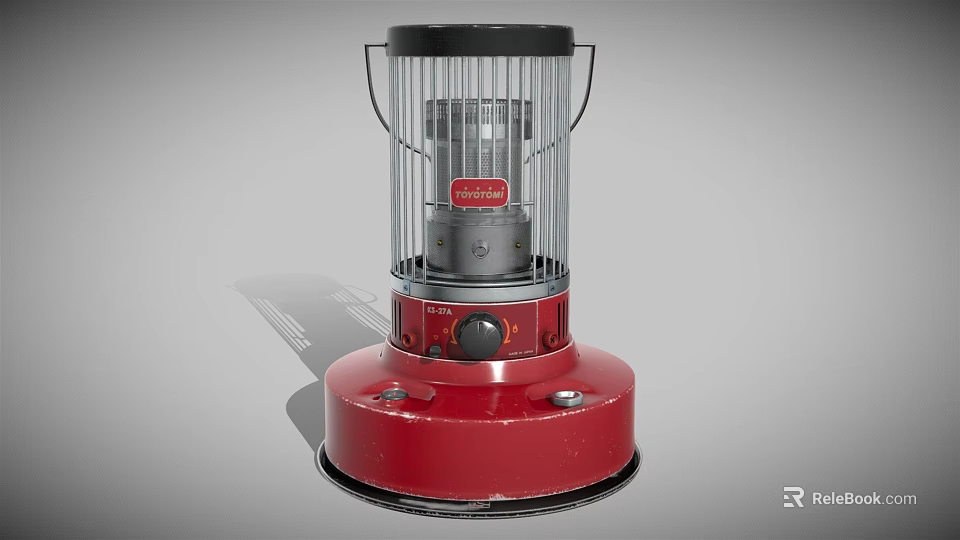 Classic Red Household Heater With Metal Mesh Cover And Stable Base For Home Use 3d model 