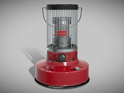 Classic Red Household Heater With Metal Mesh Cover And Stable Base For Home Use 3d model