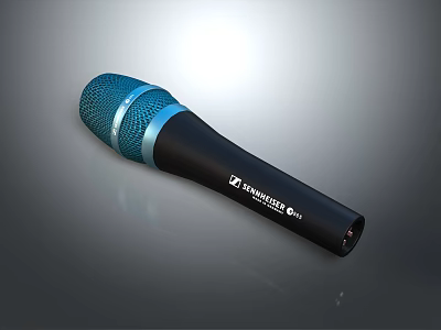 Sennheiser E835 Dynamic Handheld Microphone With Blue Mesh Grille And Black Handle 3d model