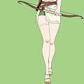 Woman With Blonde Braided Hair Green Eyes Wearing White Dress Green Sleeves And Bow