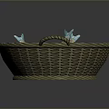 Orange And Blue Fish In Wicker Basket Alongside Pineapple Filled Basket