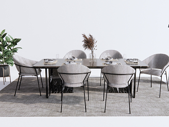 Modern Dining Table and Chair Combination Dining Table and Chair Marble Dining Table and Chair Leisure Chair 3d model