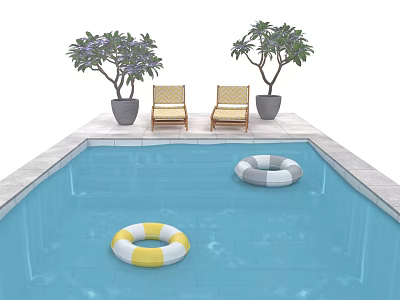 All-inclusive swimming pool animation 3d model