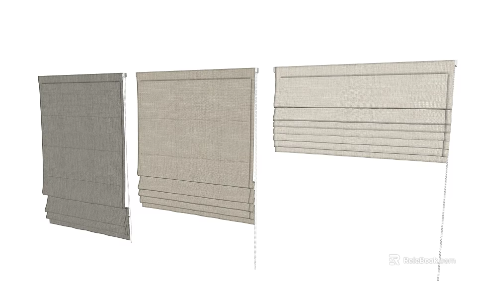 Modern Linen Folded Blinds With Soft Texture For Home Window Decor 3d model