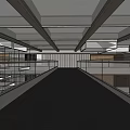 Modern Front Desk Reception Lobby With Large Windows Glass Partitions And Wooden Elements