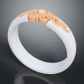Exquisite White Band Ring Jewelry With Intricate Golden Floral Design Details