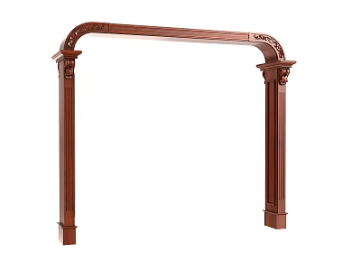 Ornate Wooden Arch Structure With Intricate Carved Details And Decorative Columns 3d model