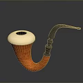 Classic Handcrafted Tobacco Pipe With Orange Wooden Bowl White Mouthpiece and Black Stem