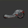 Futuristic Concept Silver Red Motorcycle With Sleek Body Large Wheels And Blue Accents