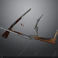 Vintage Firearms Collection With Rifles Pistols Wooden Stocks And Metal Barrels
