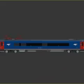 Modern Passenger Train With Blue Red Multiple Connected Carriages And Sleek Design Structure 3d model