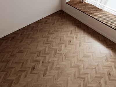 Hardwood Flooring With Herringbone Pattern In A Well Lit Room 3d model