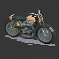 Vintage Style Motorcycle with Number 88 Blue Beige Body and Thick Tires