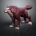 Low Poly Red Wolf Character Fierce Sharp Teeth 3D Model Design