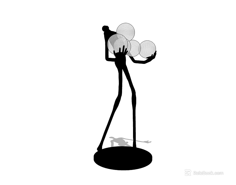 Unique Abstract Shape Floor Lamp With Tall Slender Stand And Multiple Round Light Globes 3d model 