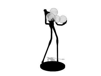 Unique Abstract Shape Floor Lamp With Tall Slender Stand And Multiple Round Light Globes 3d model