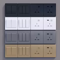 Modern Switch And Socket Panels In Various Colors And Styles For Home Use 3d model