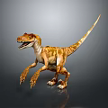3D Dinosaur Character With Brown Yellow Striped Skin And Dynamic Standing Pose 3d model