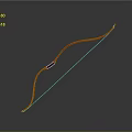 Orange Bow Weapon with Black Grip and Red String on Dark Background