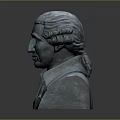 Classical Bronze Furniture Bust Sculpture With Collared Coat Bow Tie And Reflective Base