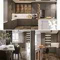 Elegant Modern Kitchen Interior With Gray Cabinets Wooden Island And White Countertop