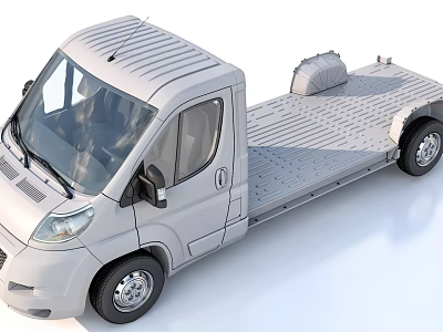 White Flatbed Truck With Cab And Open Transport Platform Design 3d model