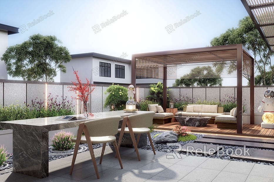 Modern courtyard courtyard landscape model